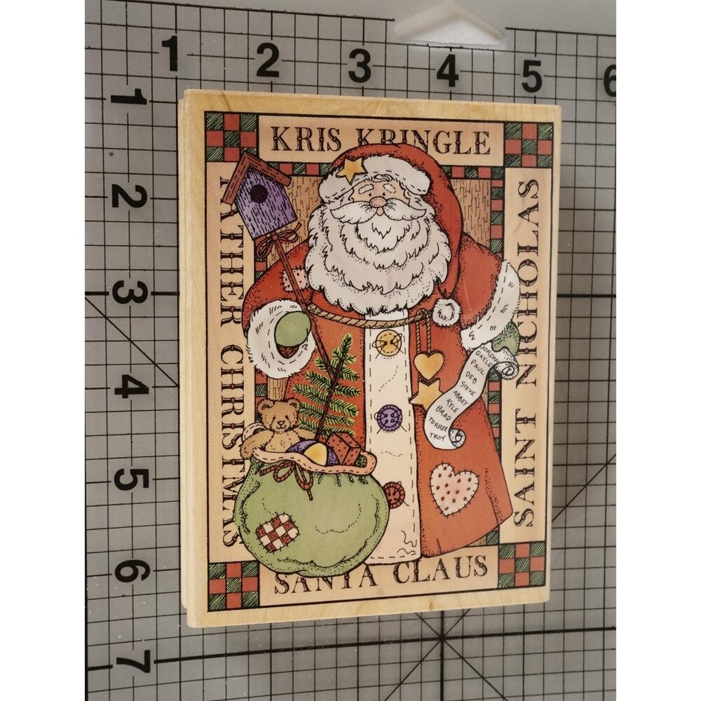 S1128 Hero Arts Kris Kringle Wood-Mounted Rubber Christmas Stamp Vintage